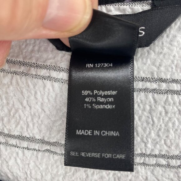 Ali Miles Top Womens Small White Striped Tunic Roll Tab Sleeve Pockets Stretch - Picture 6 of 11